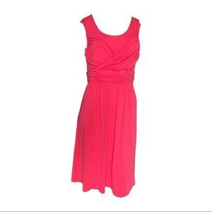 Sundance Ruched Dress Coral Pink Sleeveless Stretchy  Knee Length Womens 8